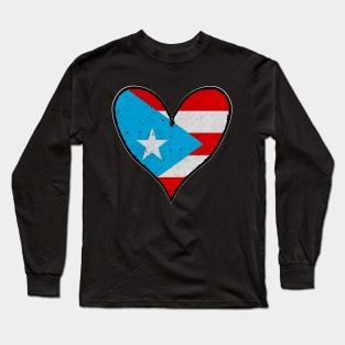 I Love Puerto Rico Heart Boricua Flag Long Sleeve T-Shirt